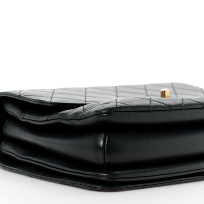 Chanel Calfskin Quilted Metal Top Handle Envelope Flap Black 13 of 16