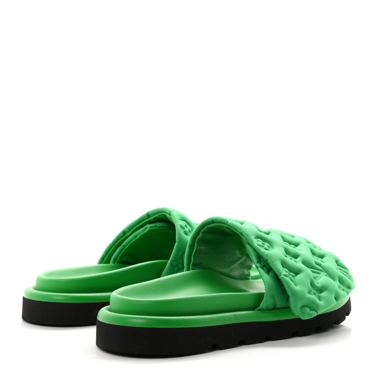 Technical Fabric Embossed Monogram Pool Pillow Comfort Mules 41 Green