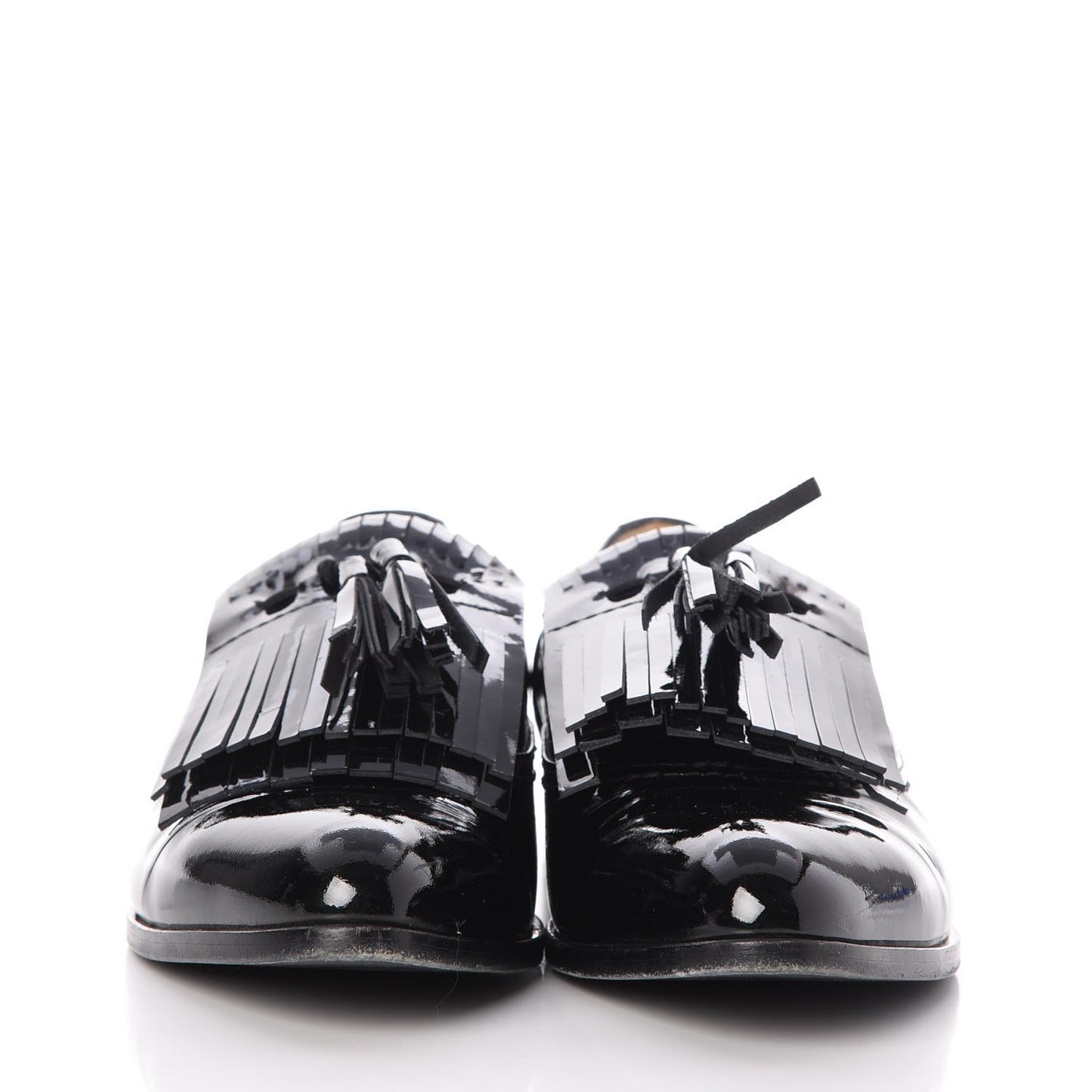 Patent Mila Tassel Fringe Loafers 39 Black