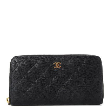Chanel Caviar Quilted Large Gusset Zip Around Wallet Black 1 of 9