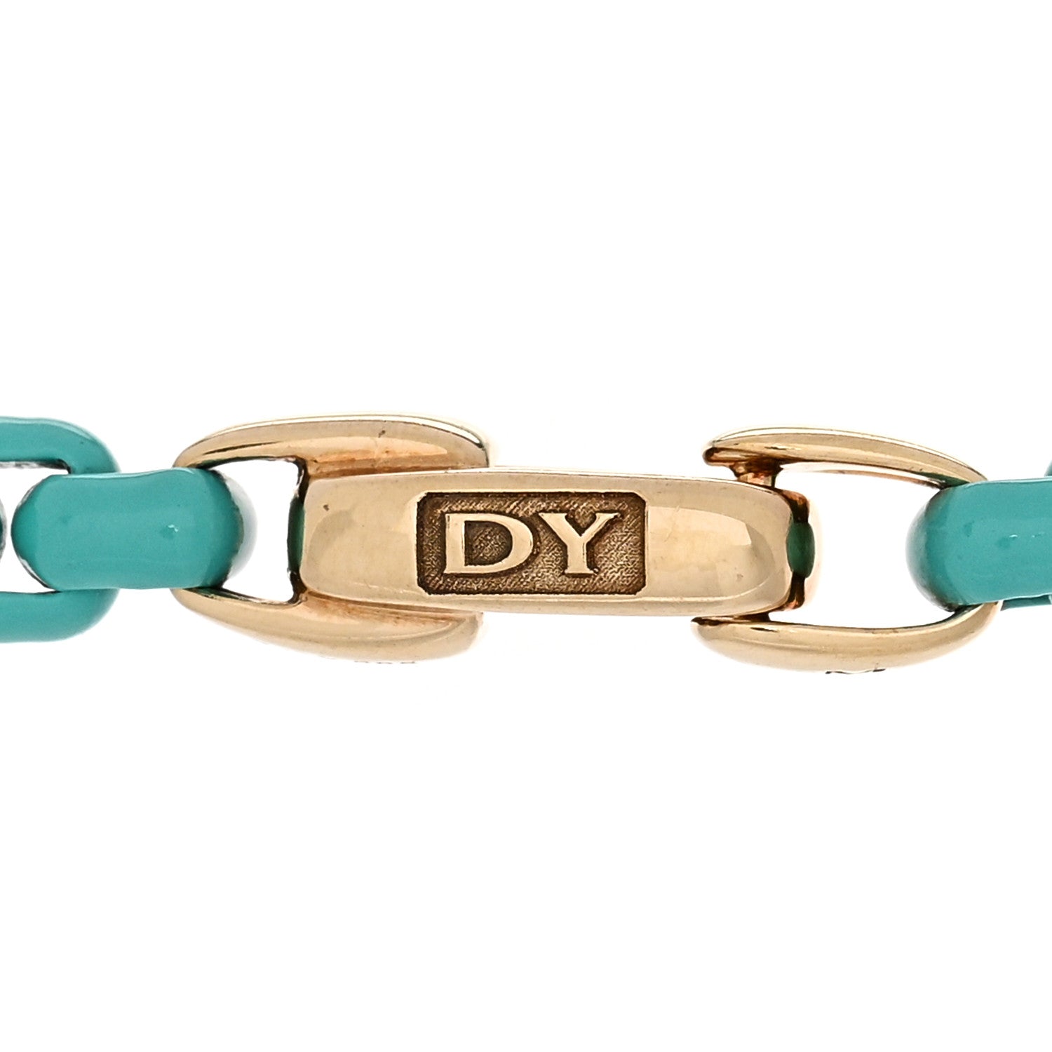 David Yurman Stainless Steel 14K Yellow Gold Acrylic Bel Aire 4mm Chain Bracelet Turquoise 3 of 3