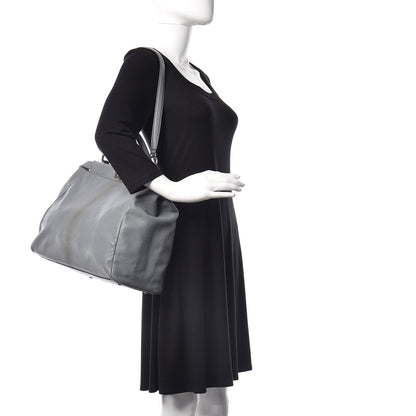 Fendi Goatskin Zucca Large Peekaboo Iconic Satchel Grigio Tobacco Black 2 of 20