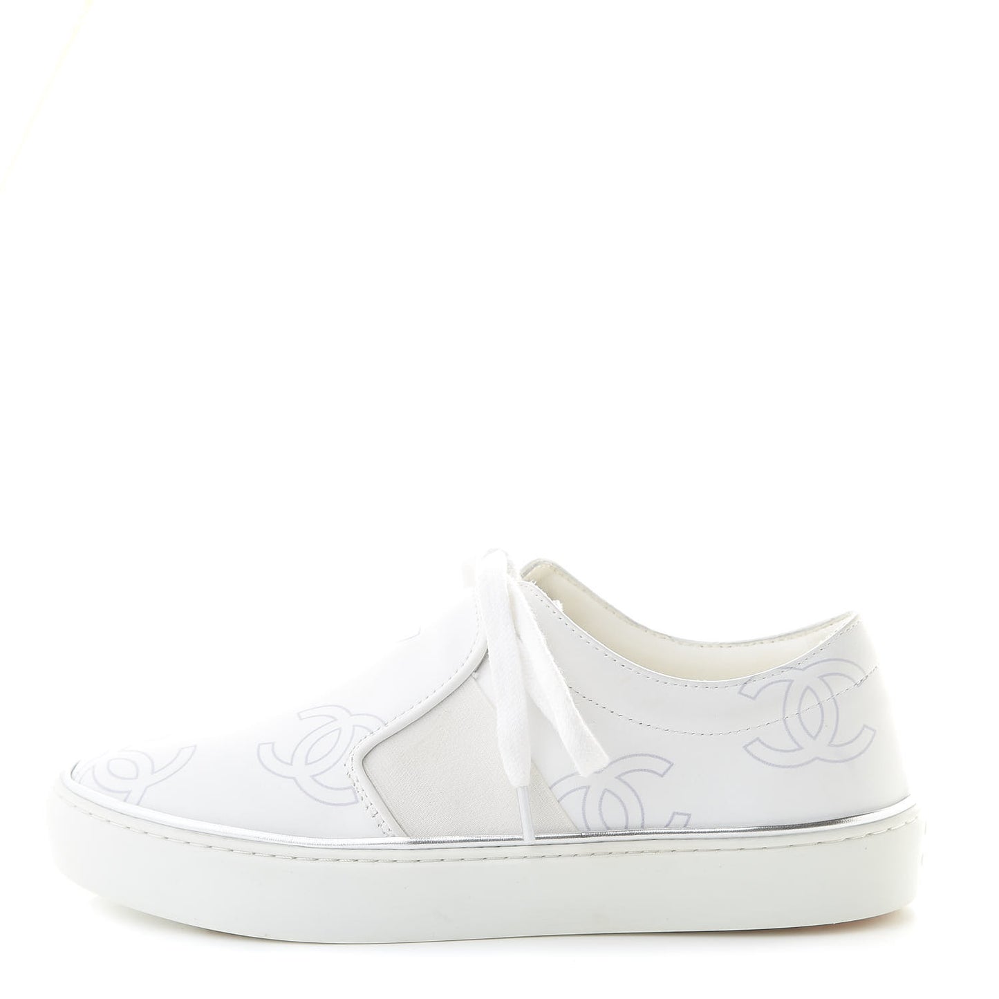 Calfskin Womens CC Sneakers 35 White