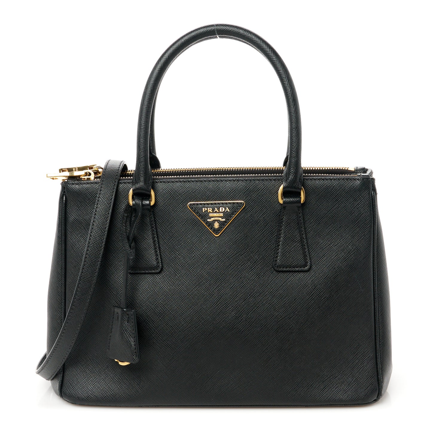 Saffiano Small Galleria Double Zip Tote Black