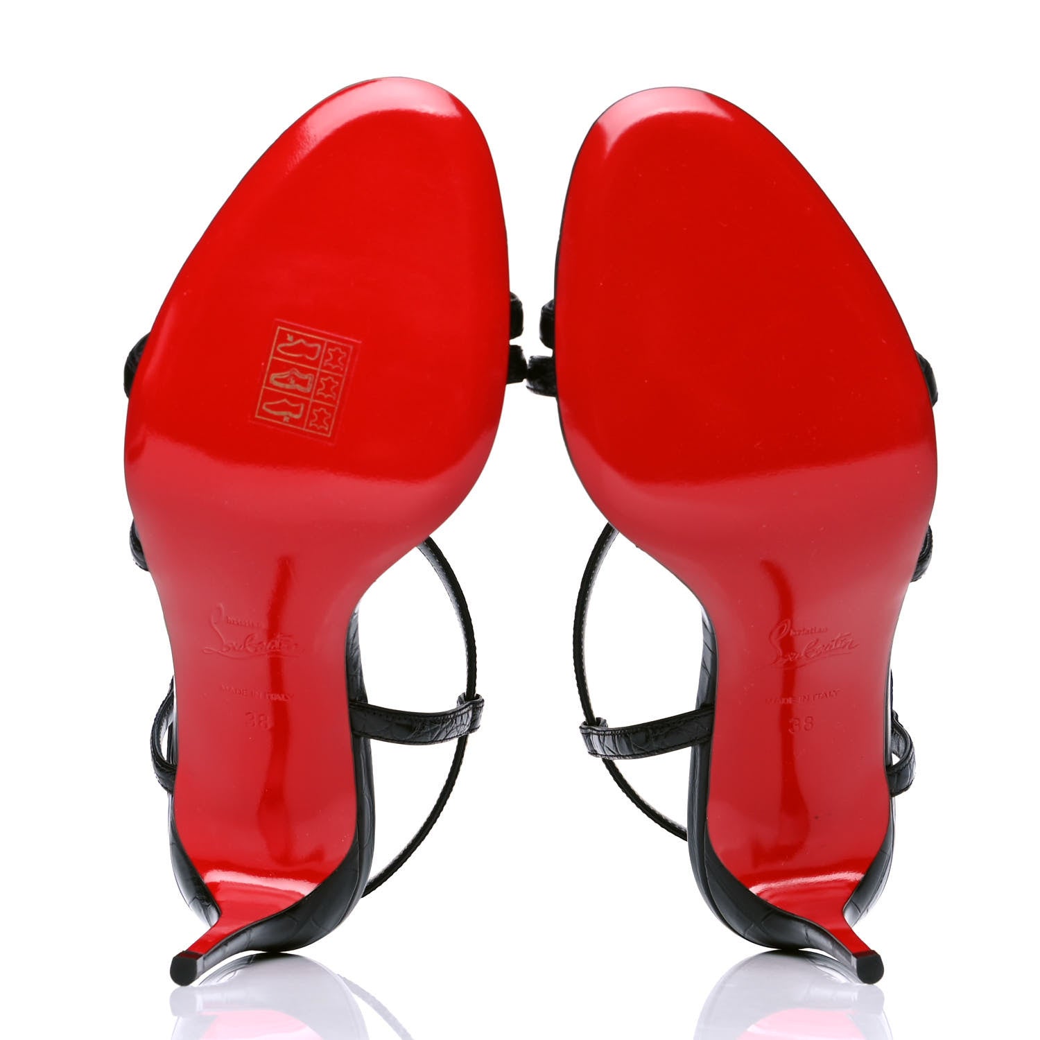 Christian Louboutin Calfskin Alligator Embossed Selima 85 Sandals 38 Black 4 of 5