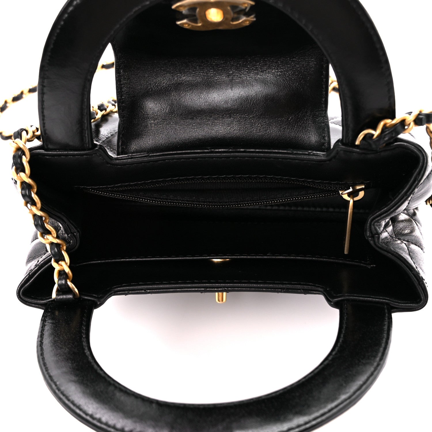 Chanel Shiny Aged Calfskin Quilted Nano Kelly Shopper Black 5 of 10