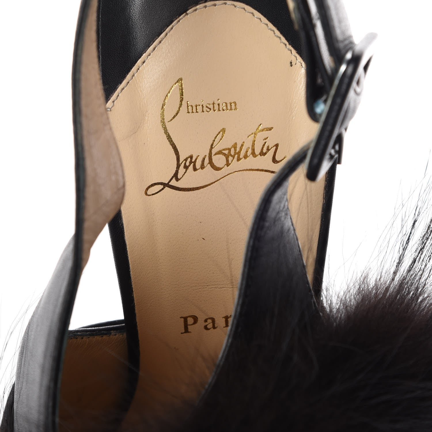 Christian Louboutin Suede Fox Fur Splash 150 Pumps 41.5 Black 6 of 9