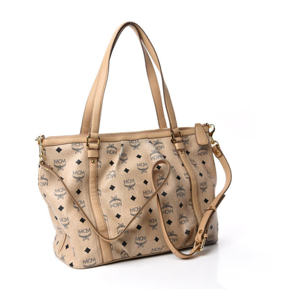 MCM Visetos Medium Essentials Shopper Tote Beige 3 of 12
