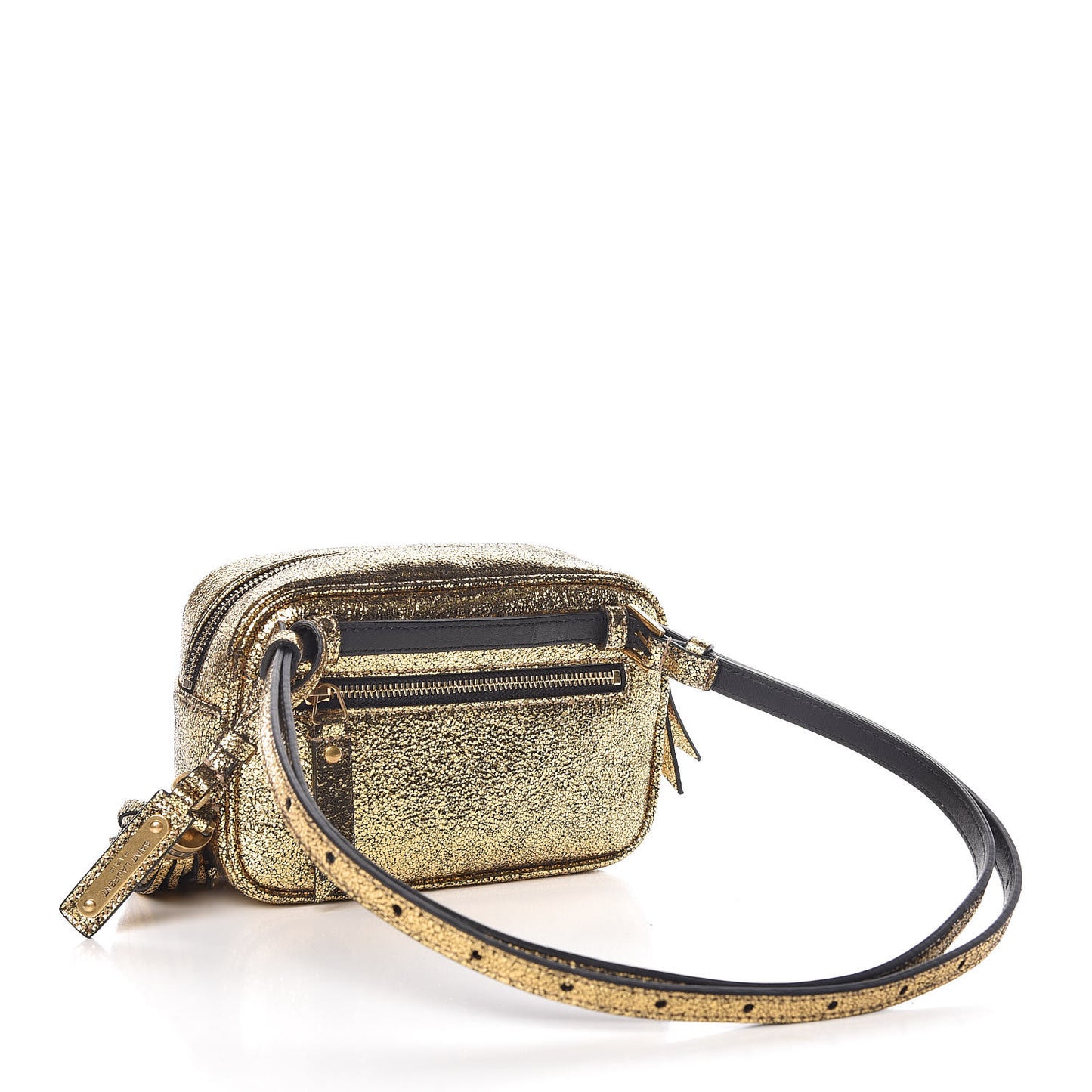 Crinkled Metallic Calfskin Matelasse Monogram Lou Belt Bag Gold