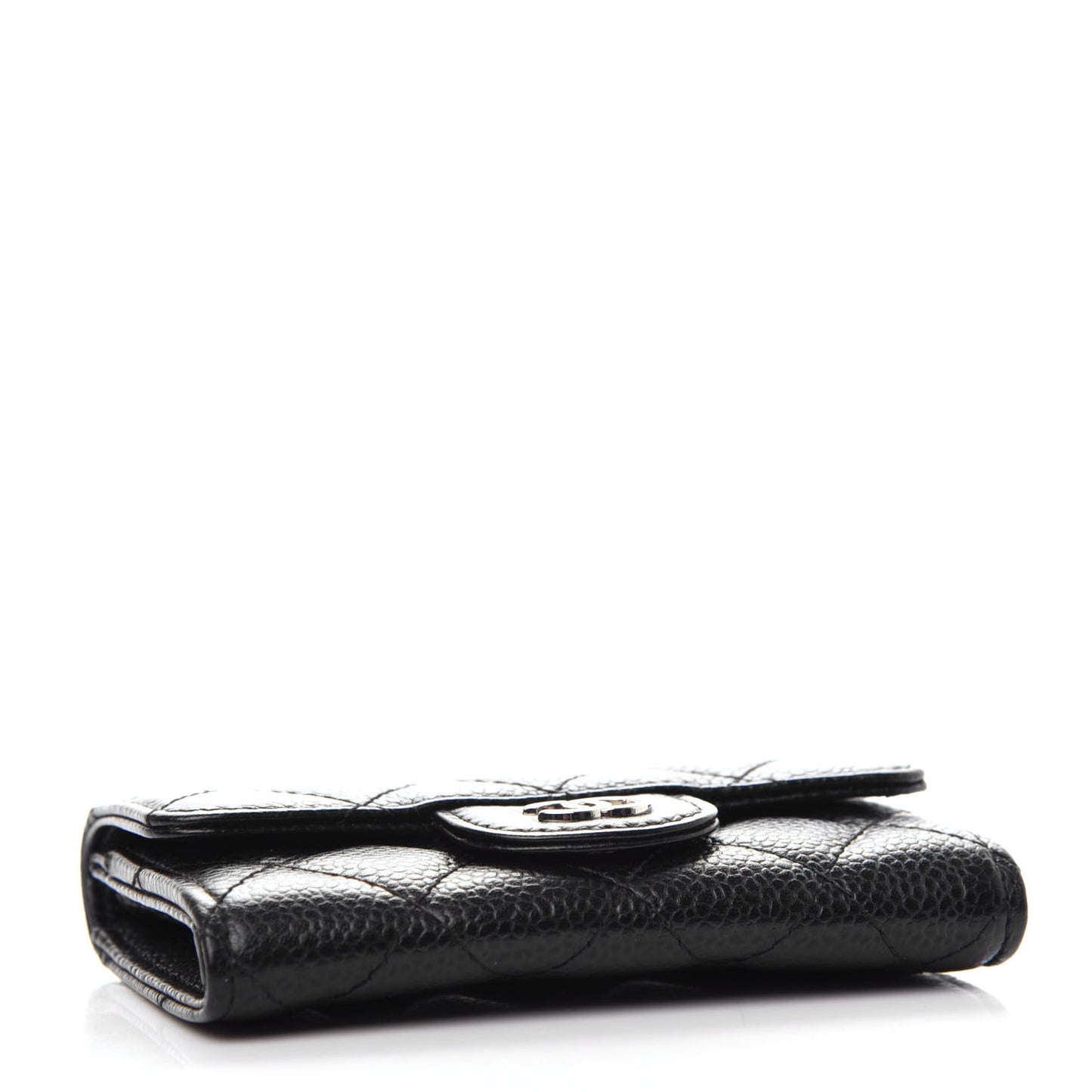 Caviar Quilted Flap Card Holder Black