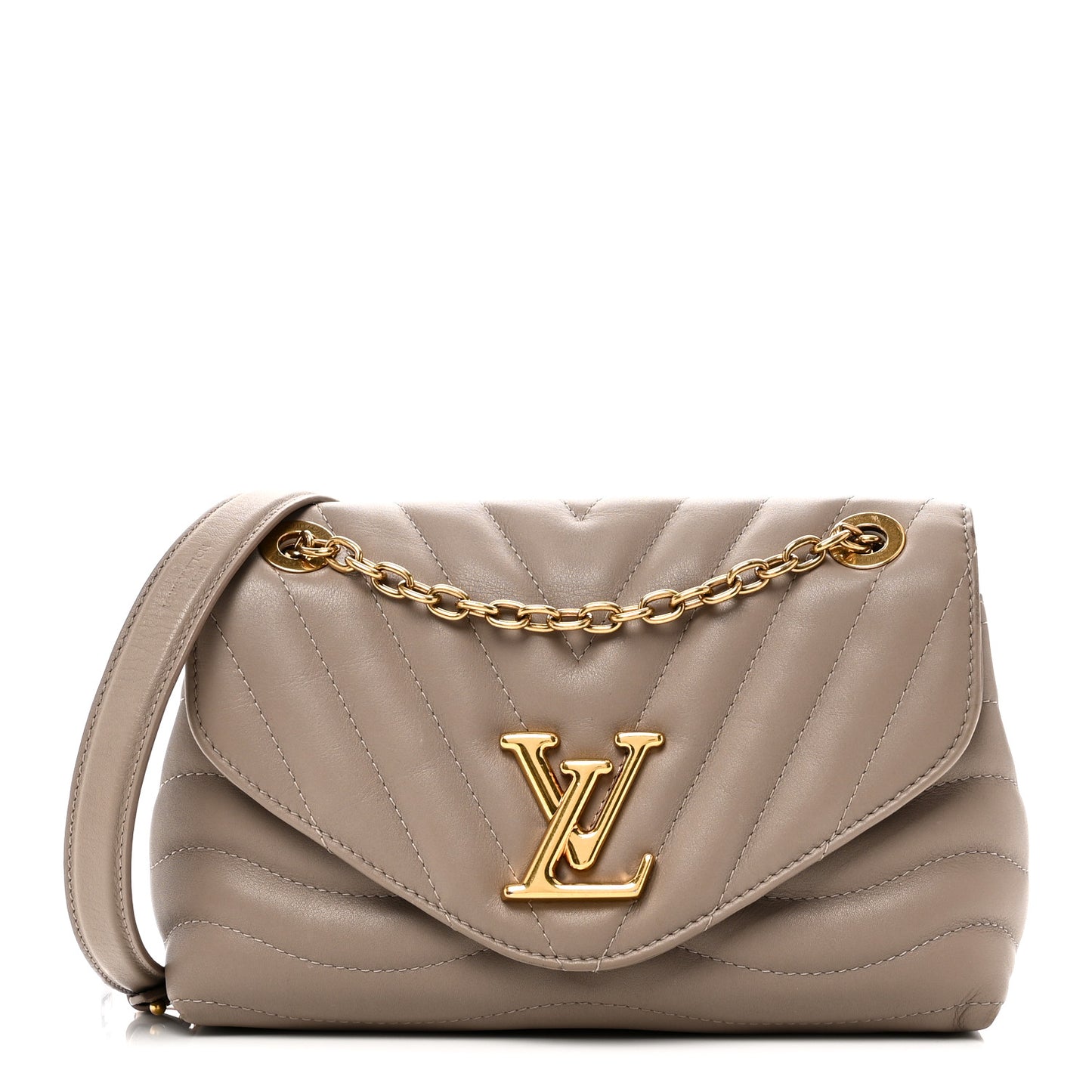 Calfskin LV New Wave Chain Bag Taupe