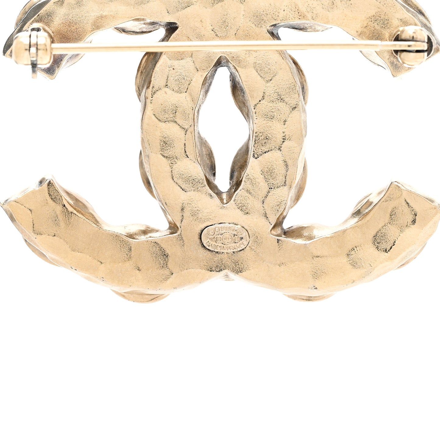 Poured Glass CC Brooch Gold Multicolor