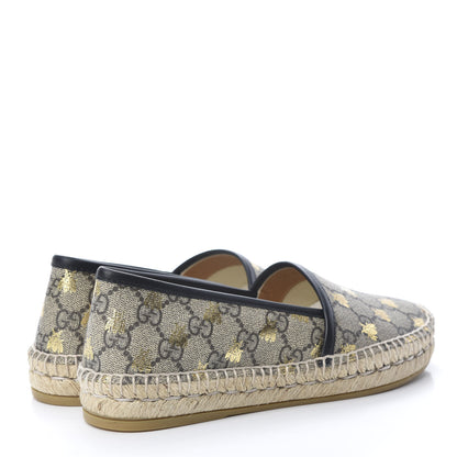 Gucci GG Supreme Monogram Bees Espadrille Flats 36 Beige Ebony Oro Black 4 of 10