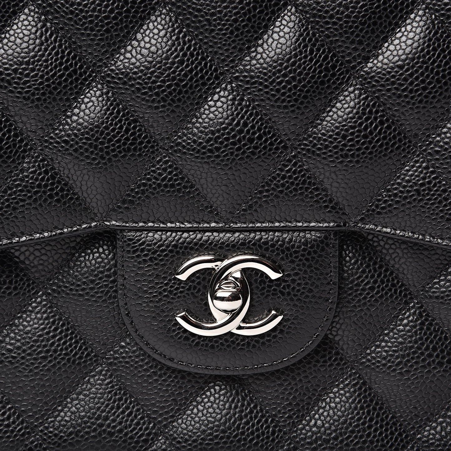 Caviar Quilted Jumbo Double Flap Black
