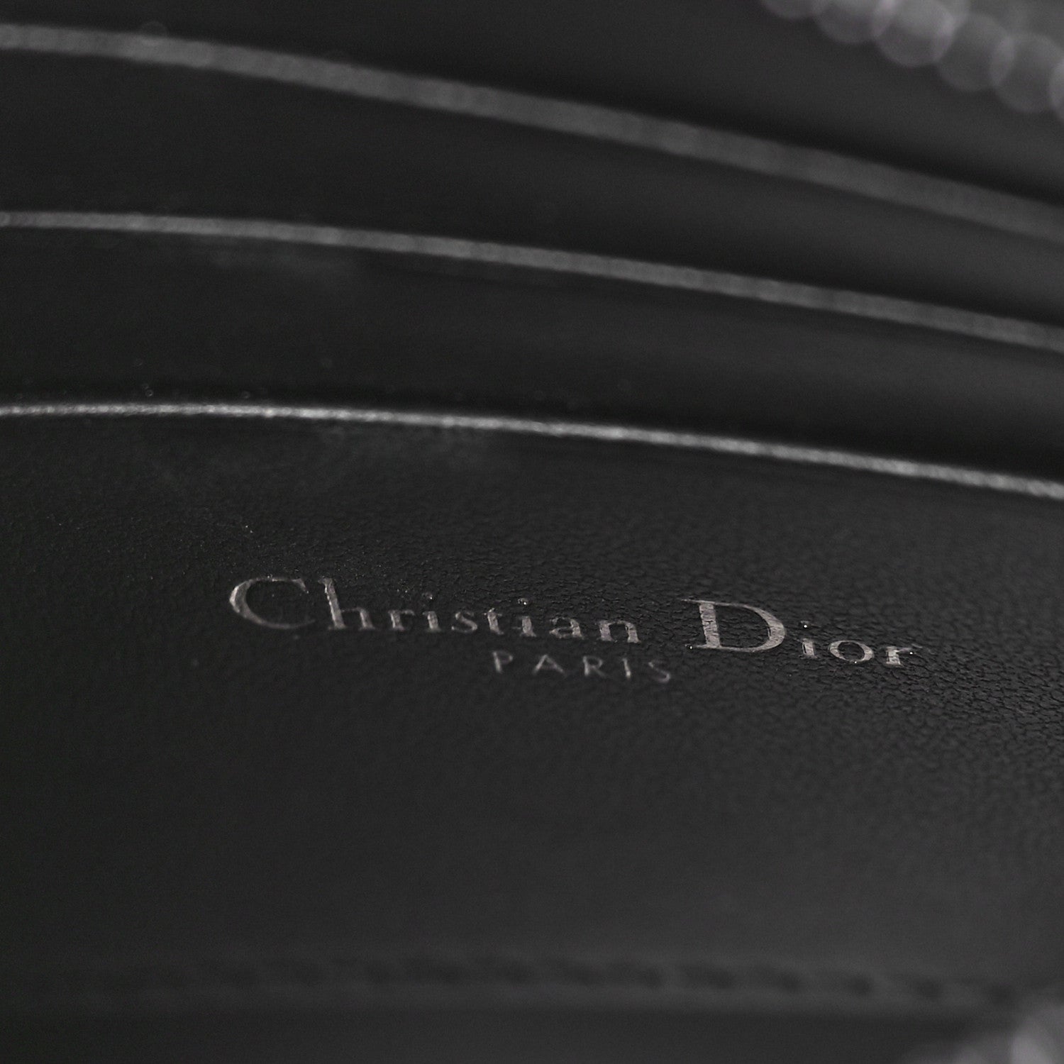 Christian Dior Calfskin Macrocannage Diamond Caro Zipped Pouch With Chain Black 6 of 8