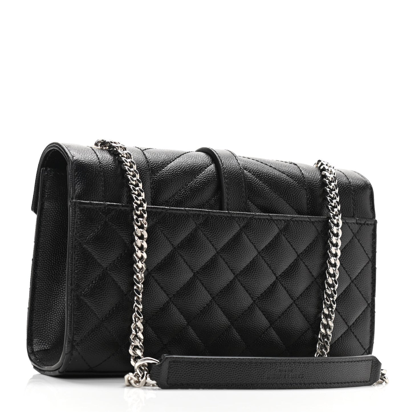 Grain De Poudre Textured Mixed Matelasse Triquilt Small Monogram Satchel Black