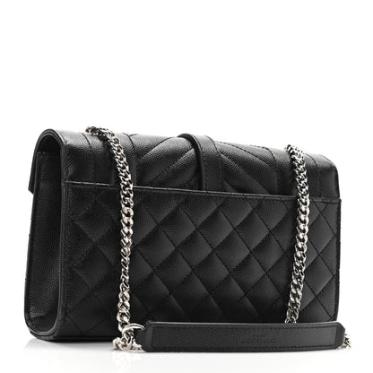 Saint Laurent Grain De Poudre Textured Mixed Matelasse Triquilt Small Monogram Satchel Black 3 of 9