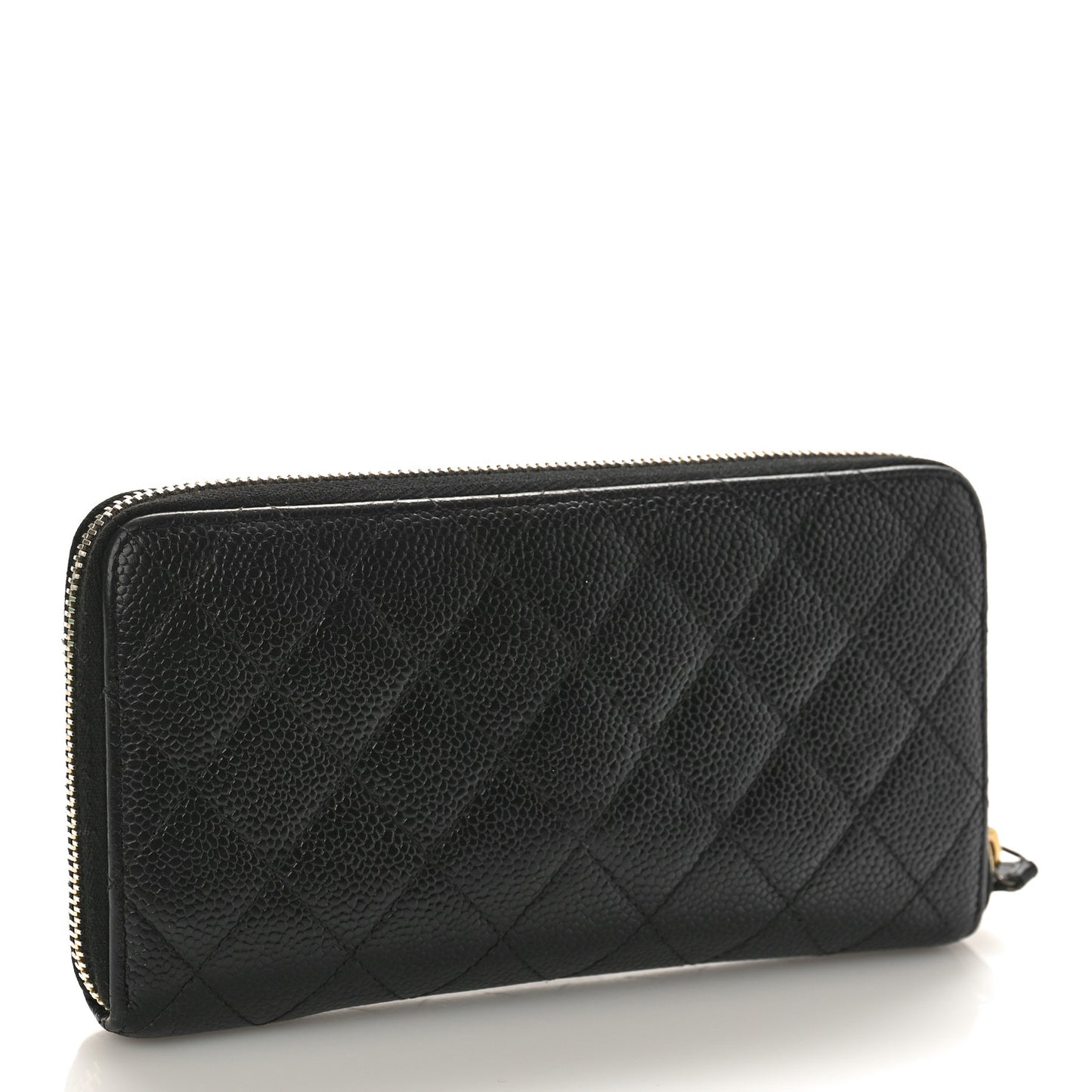 Caviar Quilted Large Gusset Zip Around Wallet Black