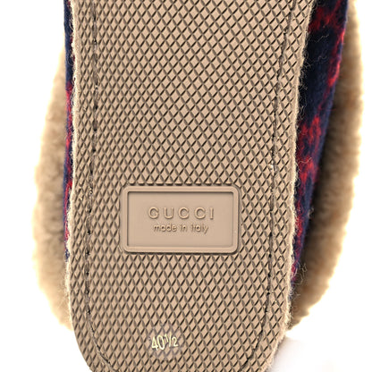 Gucci Covered Wool GG Monogram Womens Fria Horsebit Ankle Boots 40.5 Blue Red Butterscotch 6 of 8