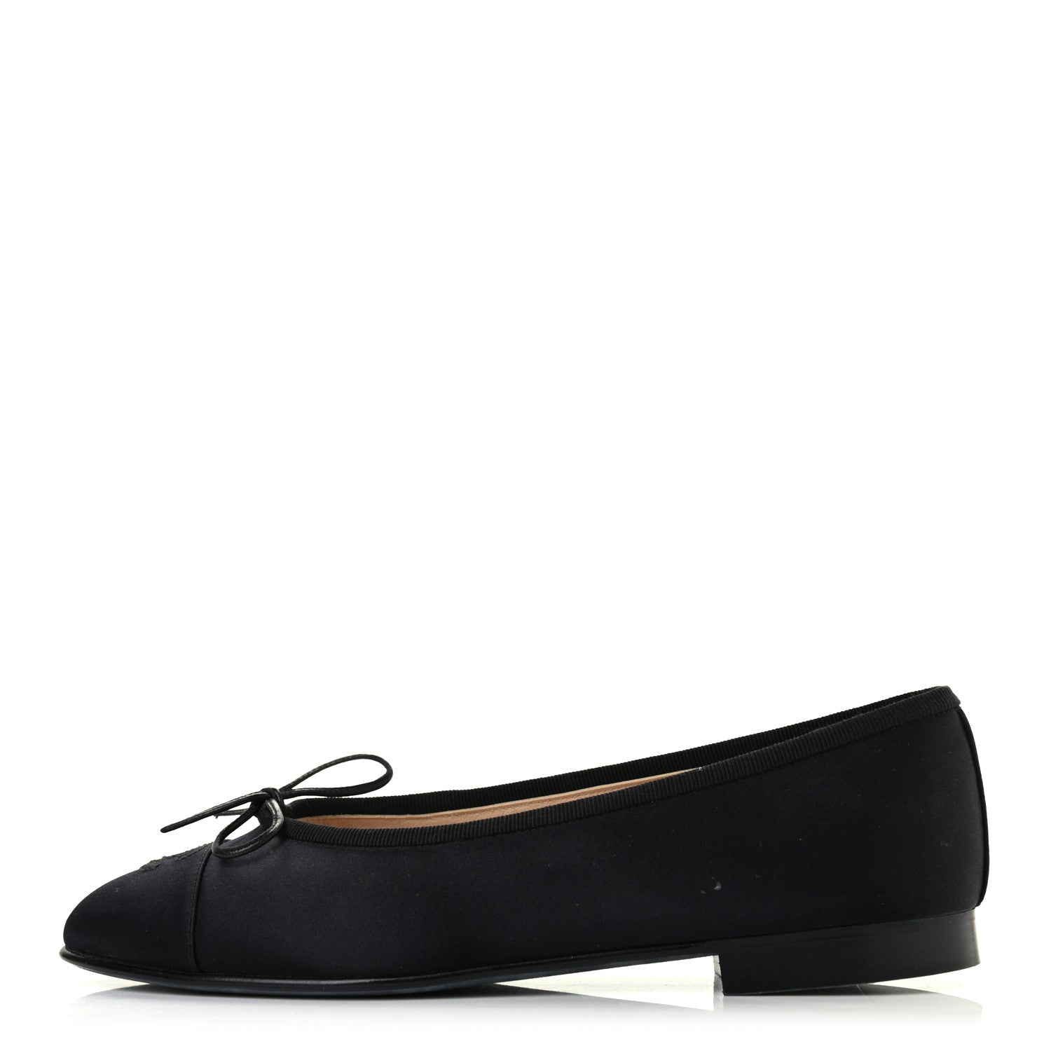 Chanel Satin Cap Toe CC Ballerina Flats 38.5 Black 1 of 7