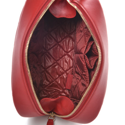 Chanel Caviar Quilted Curvy Pouch Cosmetic Case Red 7 of 10