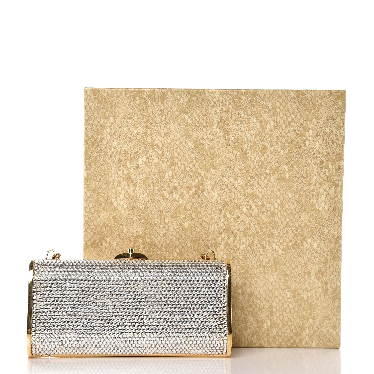 Judith Leiber Swarovski Crystal Minaudiere Clutch Silver Gold 9 of 9
