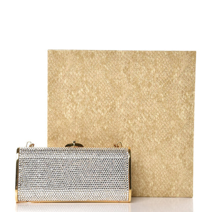 Judith Leiber Swarovski Crystal Minaudiere Clutch Silver Gold 9 of 9