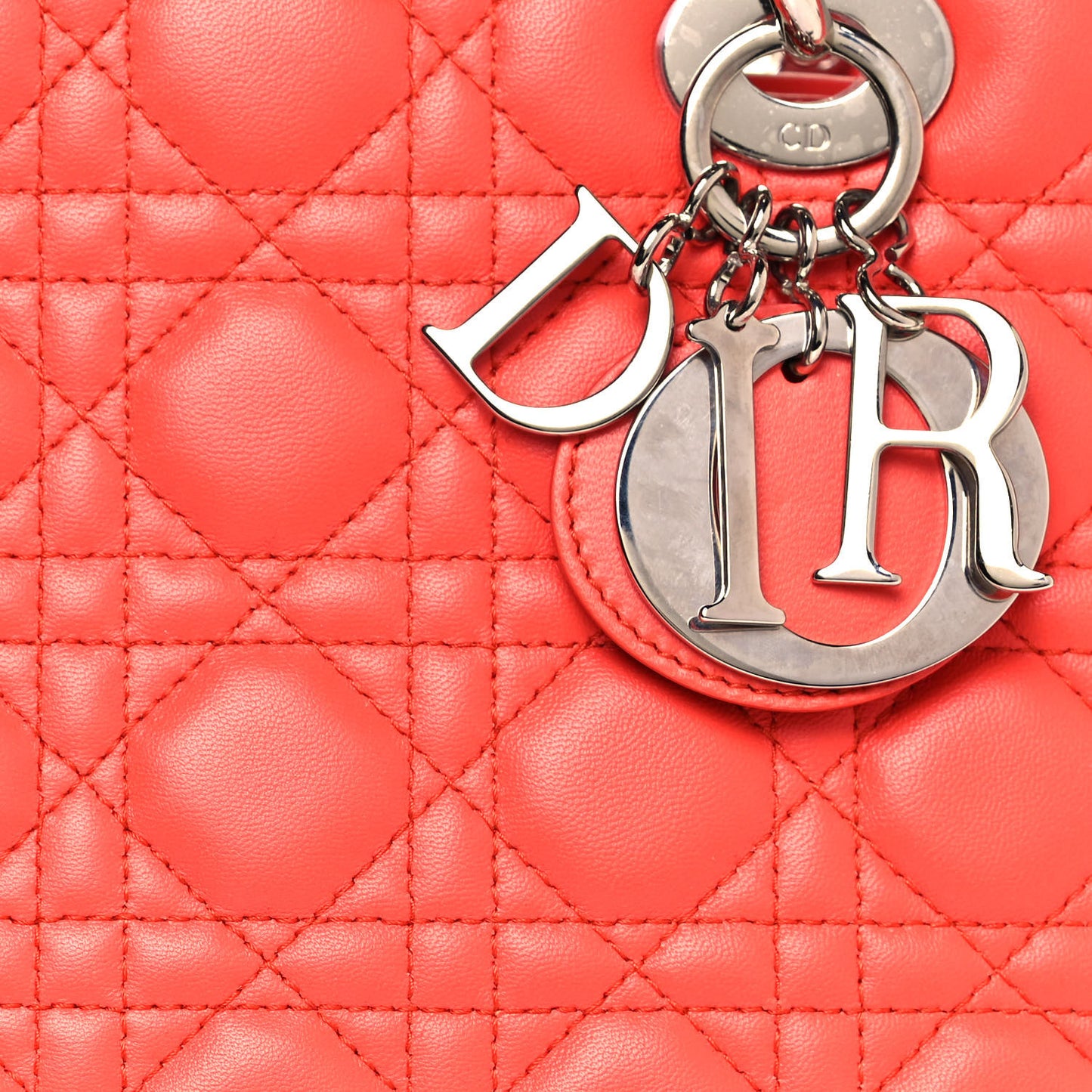 Lambskin Cannage Medium Lady Dior Coral