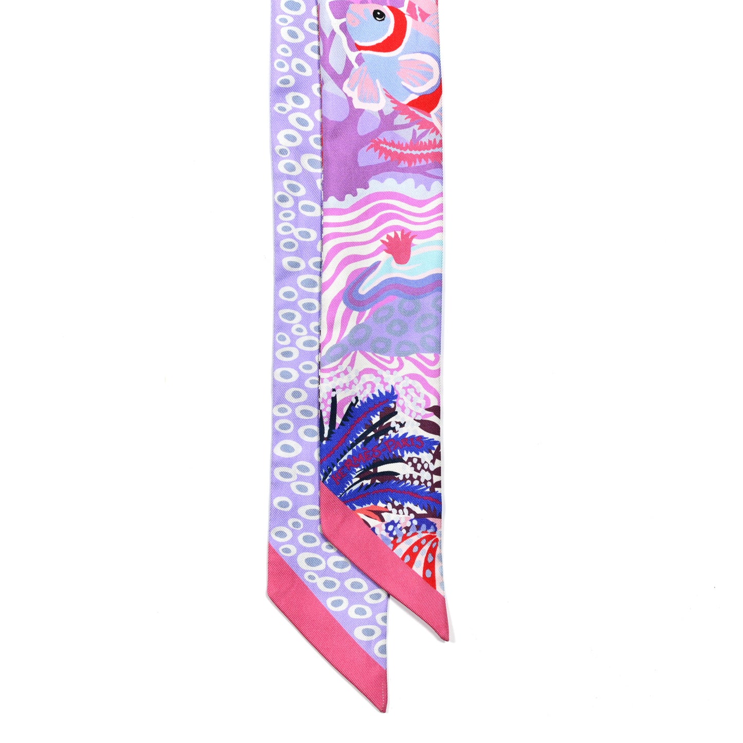 Silk Under The Waves Twilly Framboise Parme Rouge