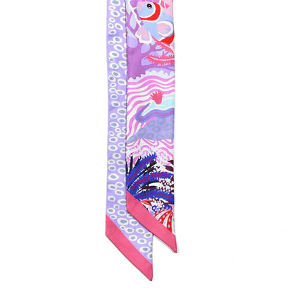 Hermes Silk Under The Waves Twilly Framboise Parme Rouge 2 of 4
