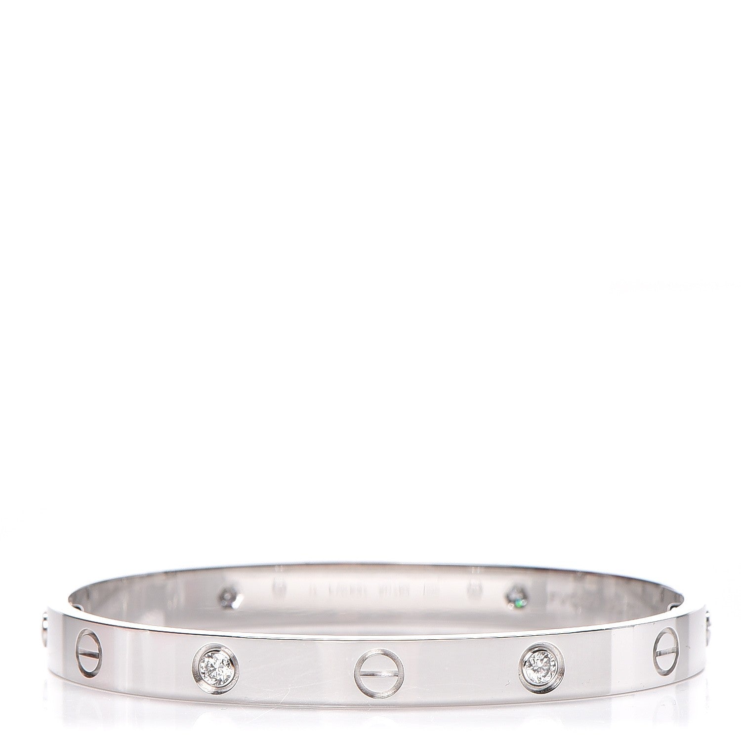 Cartier 18K White Gold 4 Diamond LOVE Bracelet 17 1 of 6