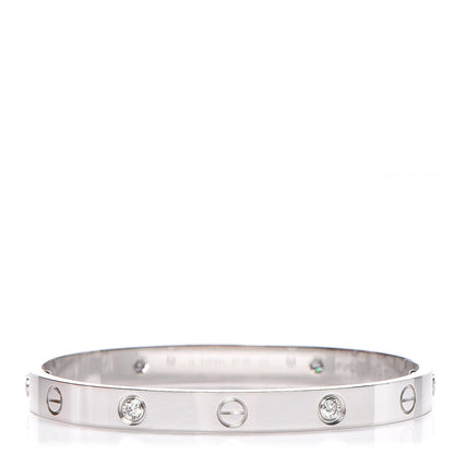 Cartier 18K White Gold 4 Diamond LOVE Bracelet 17 1 of 6
