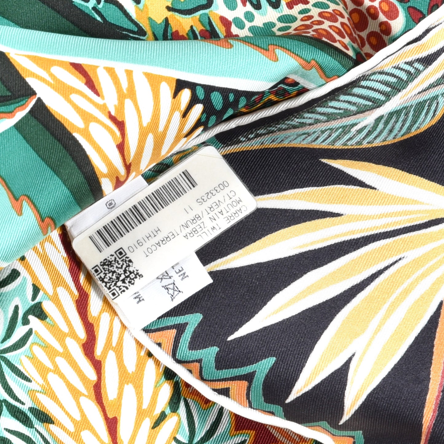 Silk Mountain Zebra Scarf 90 Vert Brun Terracotta