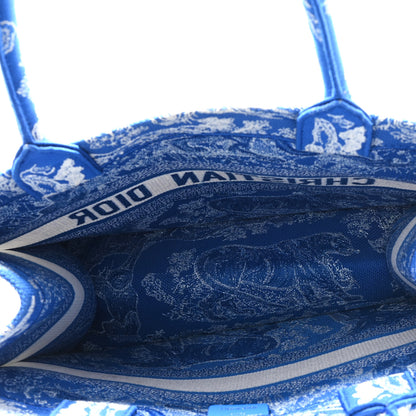 Christian Dior Canvas Embroidered Medium Dioriviera Toile De Jouy Book Tote Fluorescent Blue 4 of 11