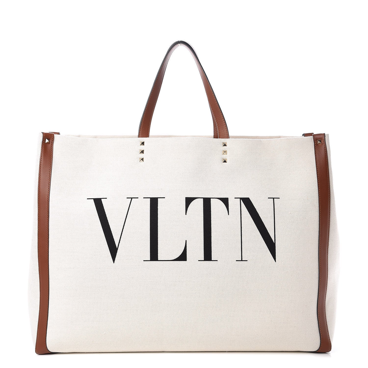 Valentino Garavani Canvas VLTN Print Large Tote Natural 1 of 9