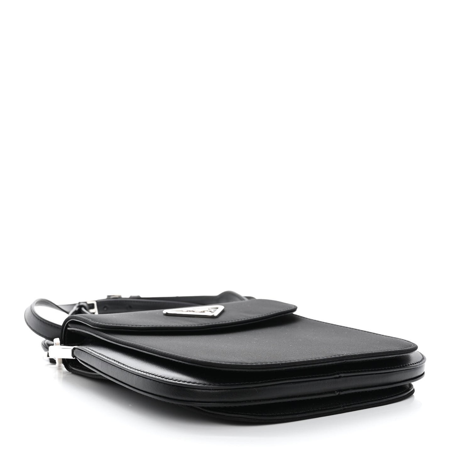 Brushed Calfskin Nylon Small Margit Flap Bag Black