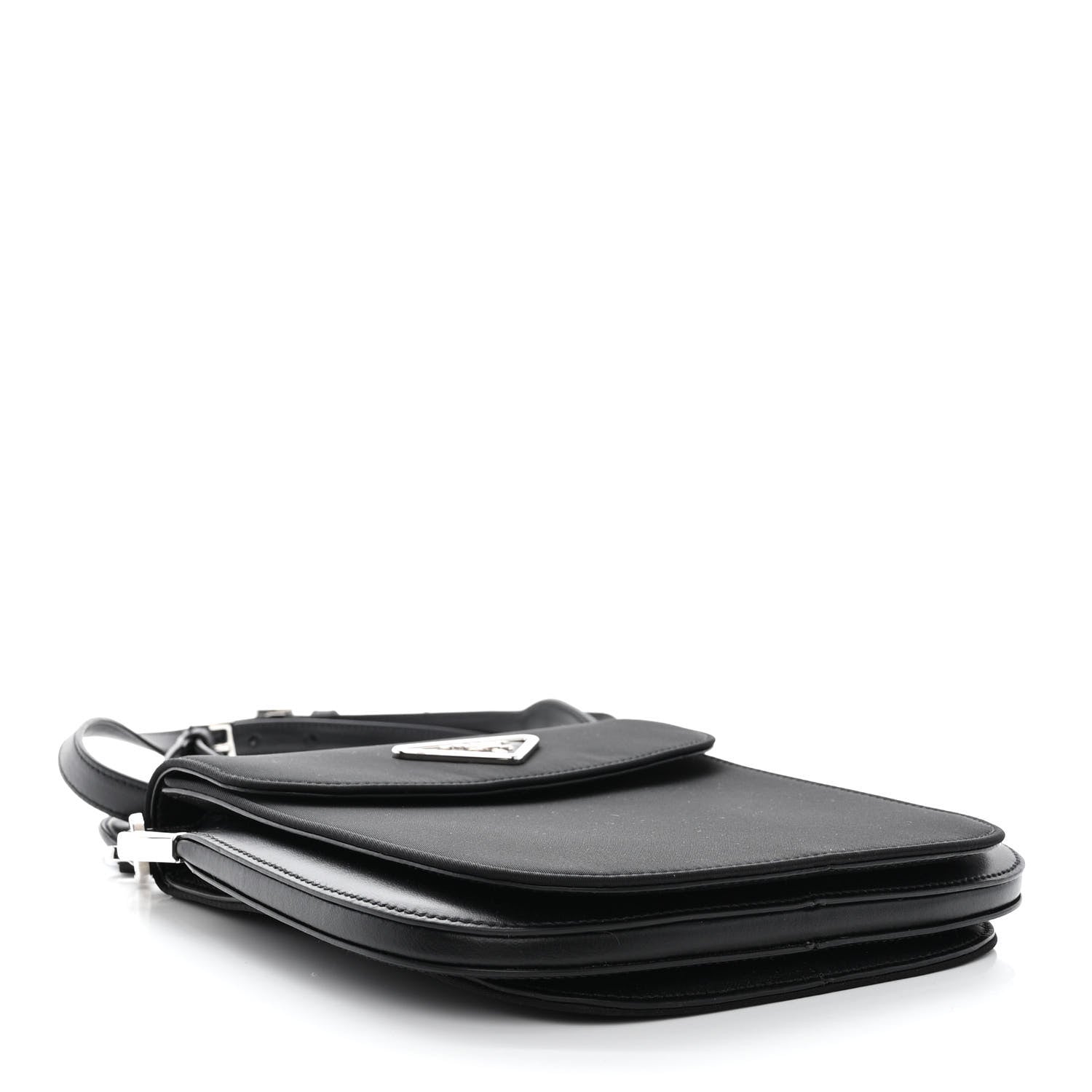 Prada Brushed Calfskin Nylon Small Margit Flap Bag Black 4 of 11