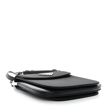 Prada Brushed Calfskin Nylon Small Margit Flap Bag Black 4 of 11