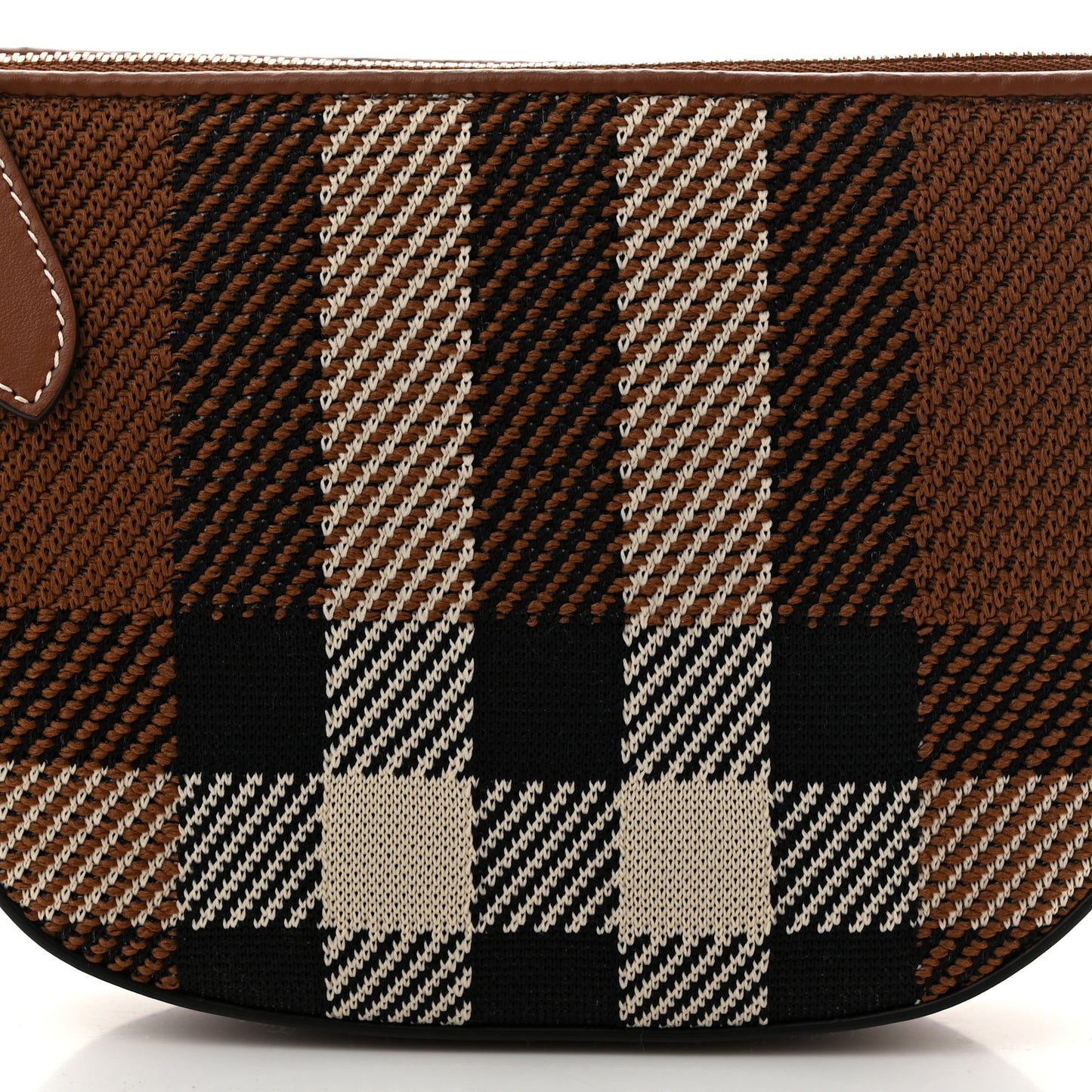 Canvas Calfskin Check Knitted Small Olympia Birch Brown