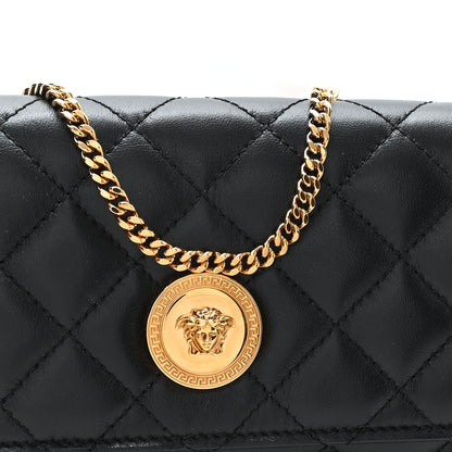 Versace Lambskin Quilted Medusa Wallet On Chain Crossbody Black 7 of 9