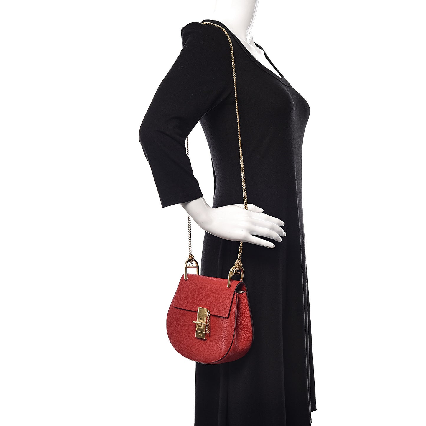 Grained Lambskin Mini Drew Shoulder Bag Plaid Red