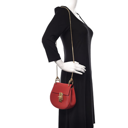 Chloe Grained Lambskin Mini Drew Shoulder Bag Plaid Red 2 of 9