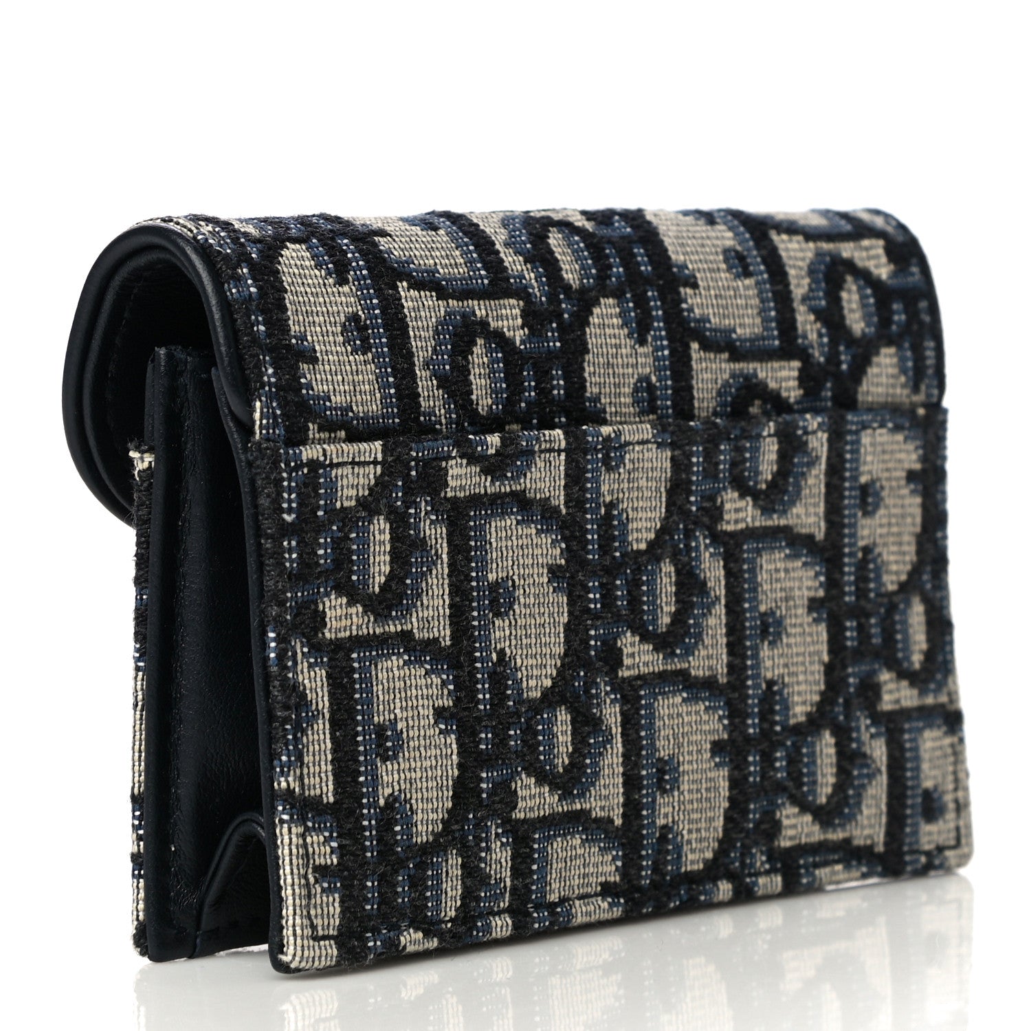 Christian Dior Oblique Saddle Card Holder Blue 3 of 12