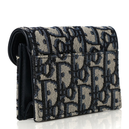 Christian Dior Oblique Saddle Card Holder Blue 3 of 12