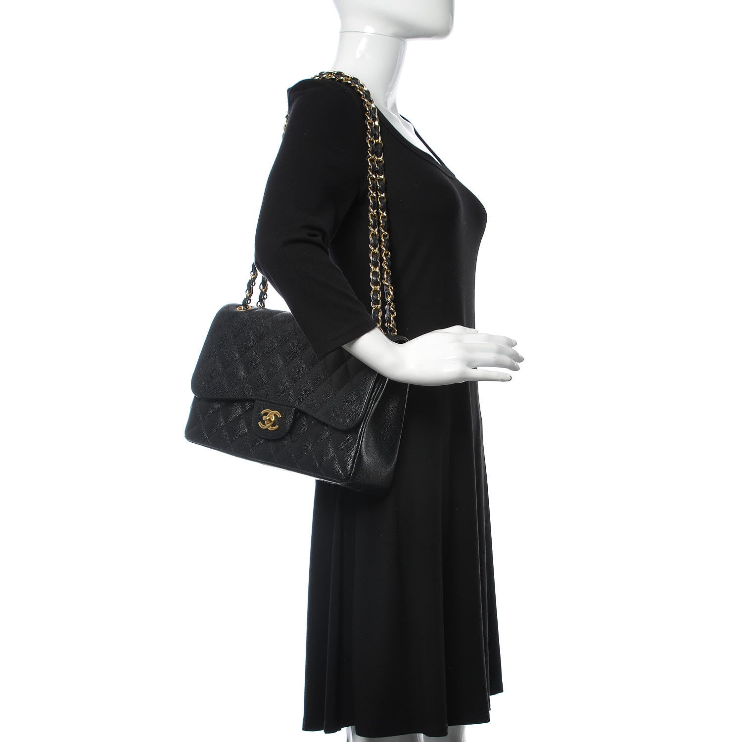 Chanel Caviar Quilted Jumbo Double Flap Black 2 of 12