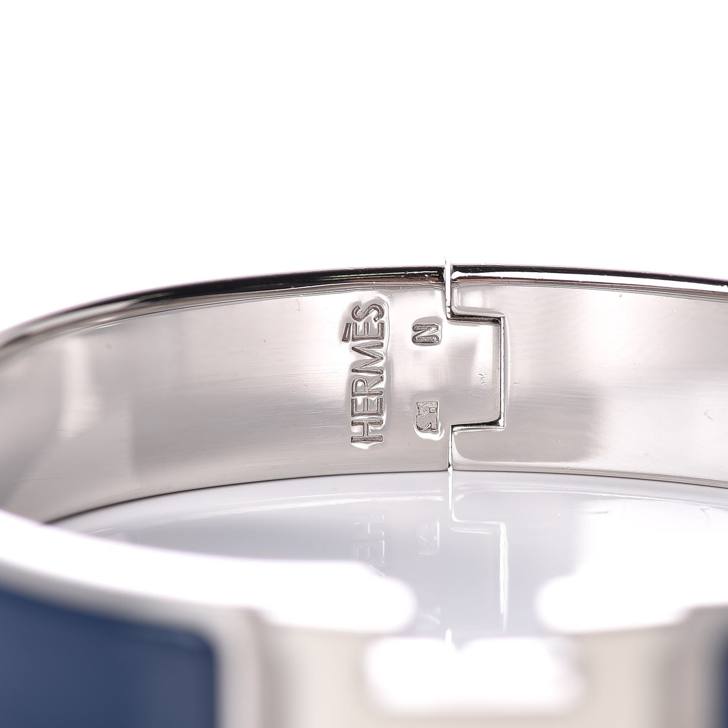 Hermes Enamel Narrow Clic Clac H Bracelet PM Indigo White 4 of 4