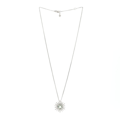 David Yurman Sterling Silver Diamond Prasiolite 23mm Starburst Pendant Necklace 2 of 8