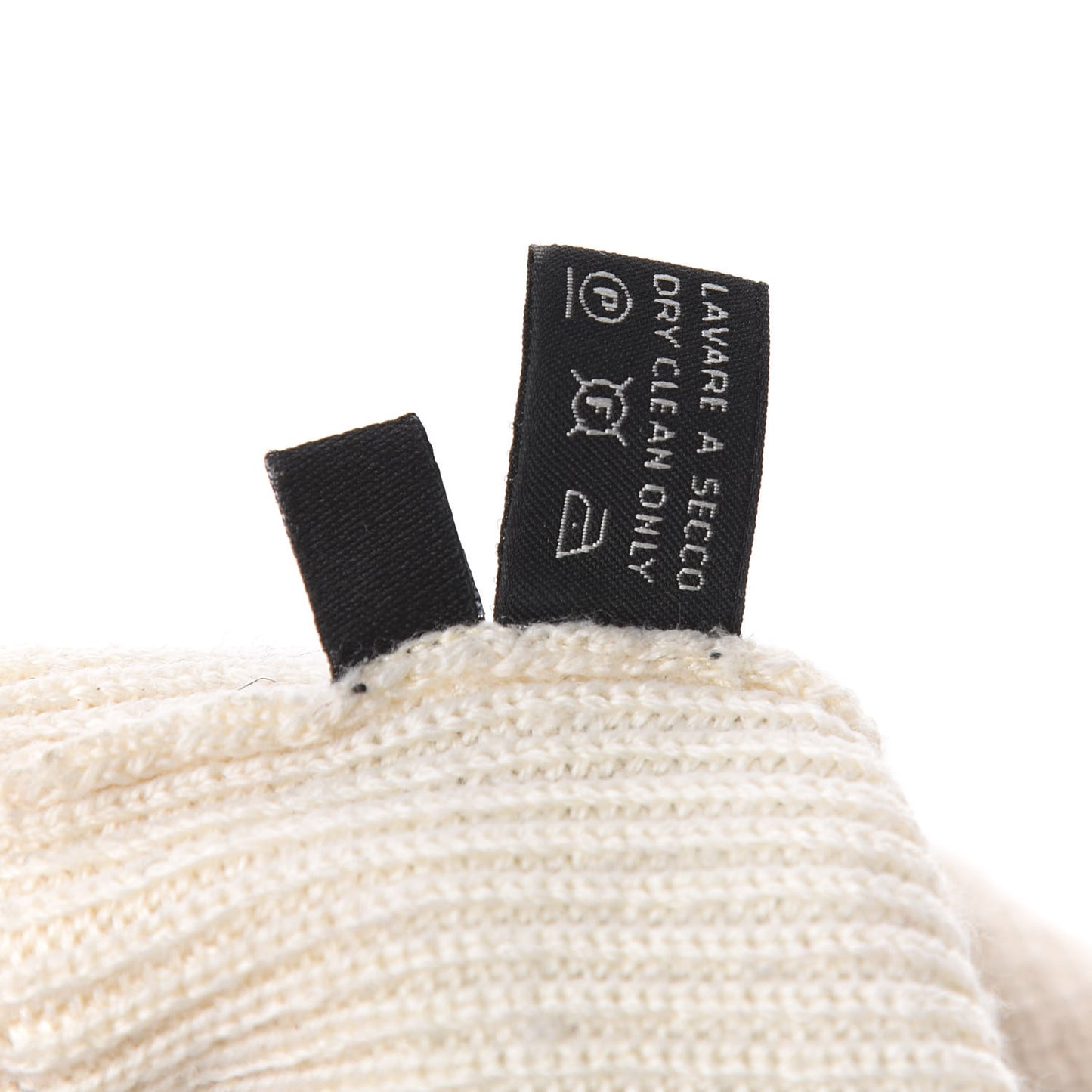 Wool Silk Web Beanie Hat M White