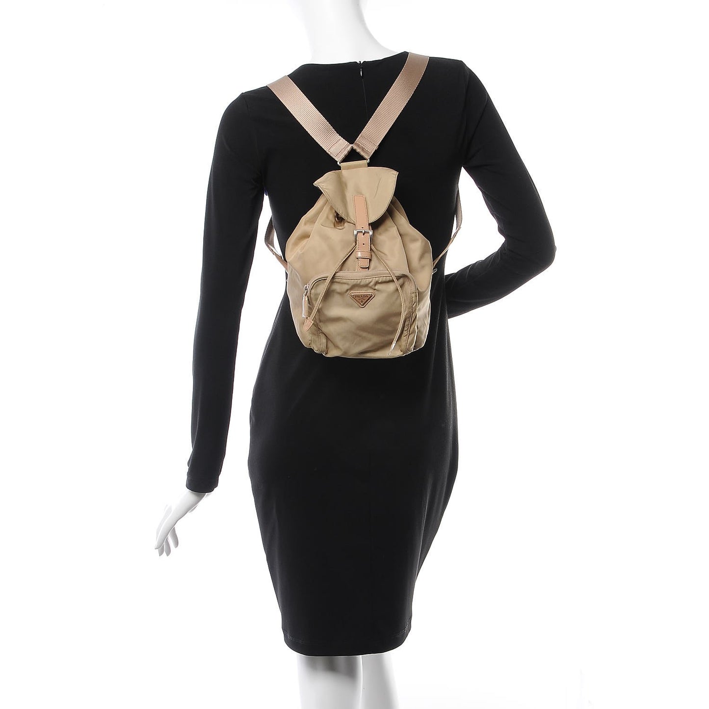 Nylon Vela Mini Cinch Backpack Beige