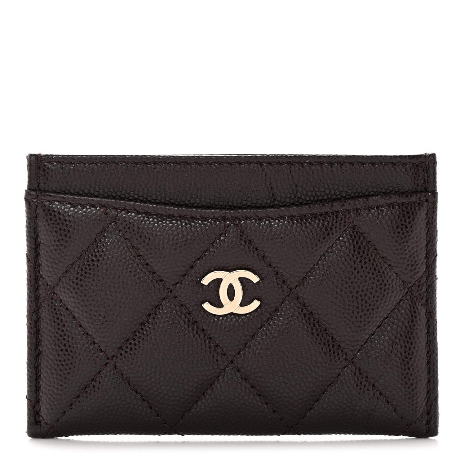Chanel Caviar Quilted Card Holder Dark Brown 1 of 9